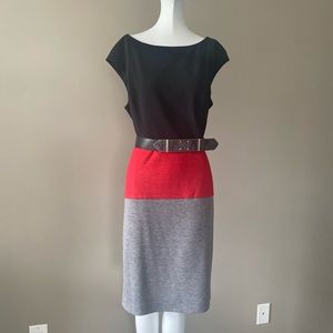 Maggy London Colour Block Belted Dress - 12P